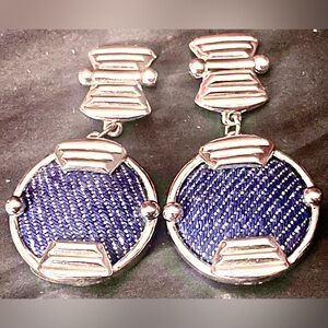 Silver Denim dangle earrings